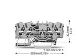 WAGO Reihenklemme 1Etage 4kl gr 24A TS35 Serie 2002 2002-1401