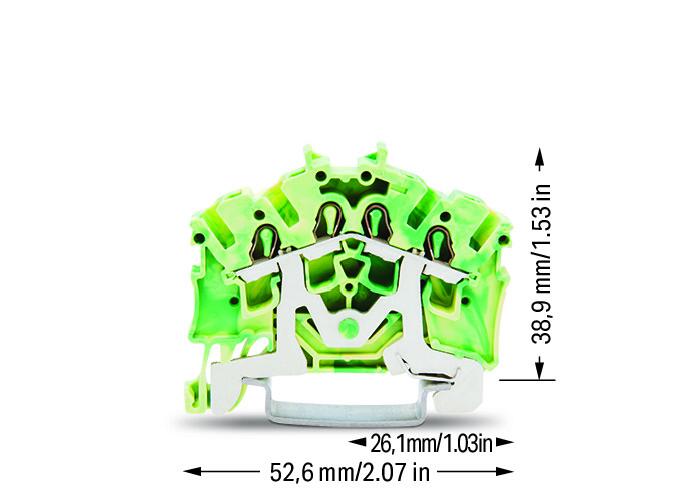 WAGO Schutzleiter-Reihenklemme 0,75-4qmm Serie 2002 2002-6407 gn/ge 1Etage TS35
