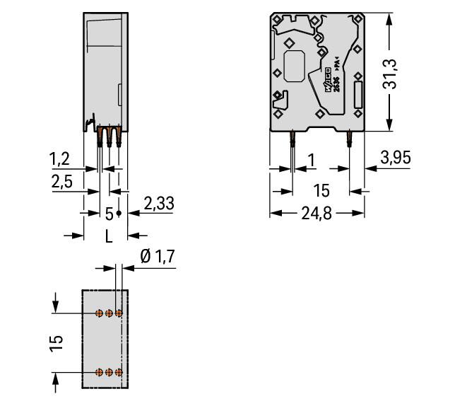 WAGO Printklemme 1f 1re vi RM=10 2636-3101/000-024 Federzug/Löt