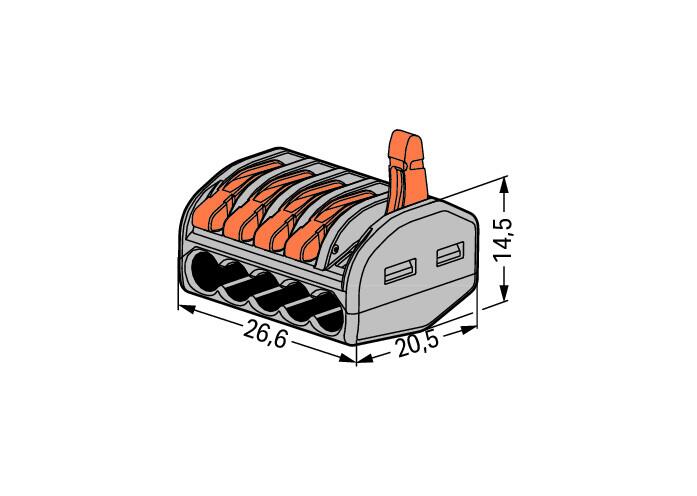 WAGO Steckklemme 5f 400V 32A 0,08-2,5qmm Serie 222 222-415 lgr m.BetätiHebel