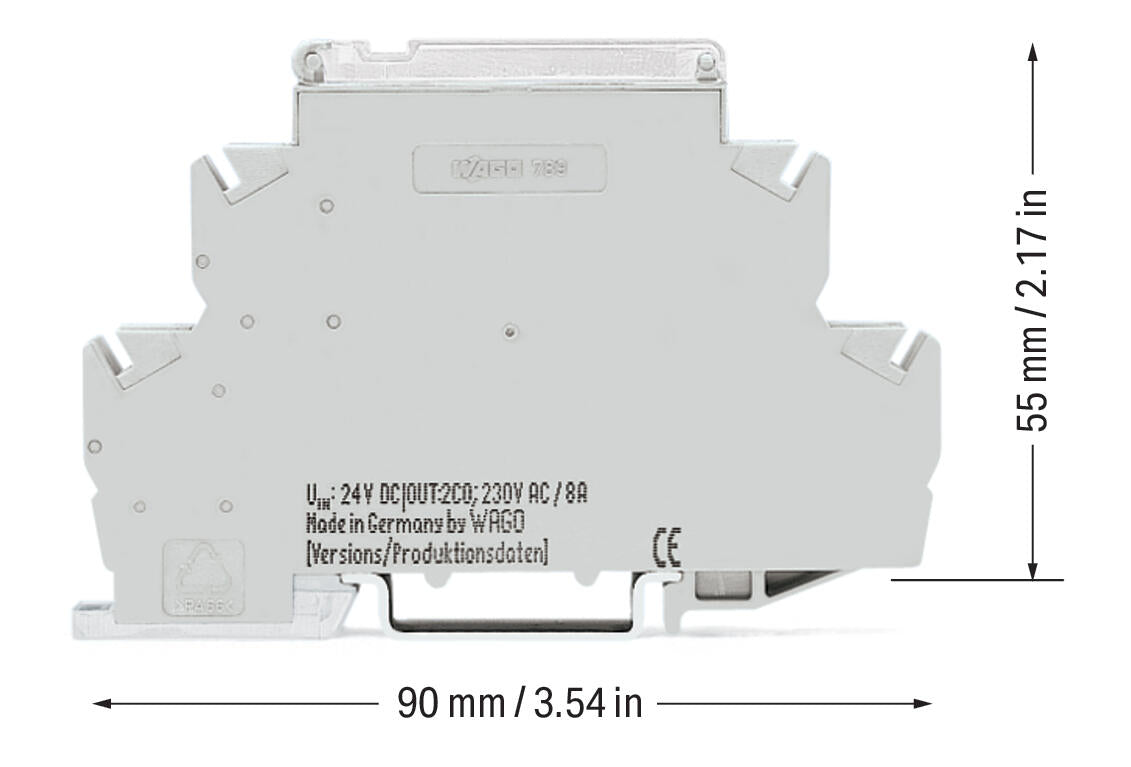 WAGO Schaltrelais 230V/AC 1S IP20 Serie 789 789-570 17,5x55x90mm Federzug