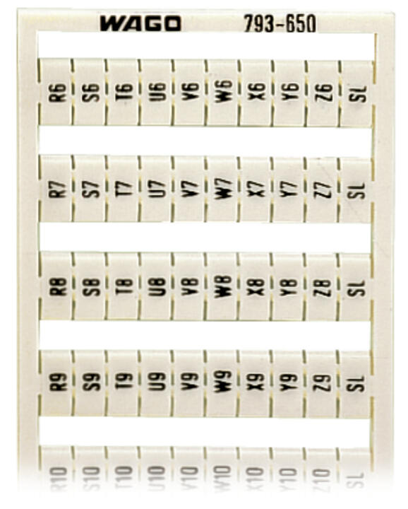 WAGO Klemmenmarkierung ws RM=5mm vert Serie 793 793-650 R6/S6/...Z10/SL