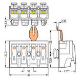 WAGO Klemmleiste 0,5-2,5qmm 24A 4p 40mm Serie 294 294-8324 Thermopl ws Federzug