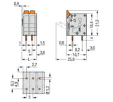 WAGO Printklemme 3f 1re gr RM=5 0,2-4qmm Serie 2604 2604-3103 Federzug/Löt