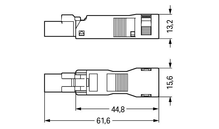 WAGO Steckverbinder Gebäude Stecker 2p Serie 890 890-132 Federzug 250V 16A