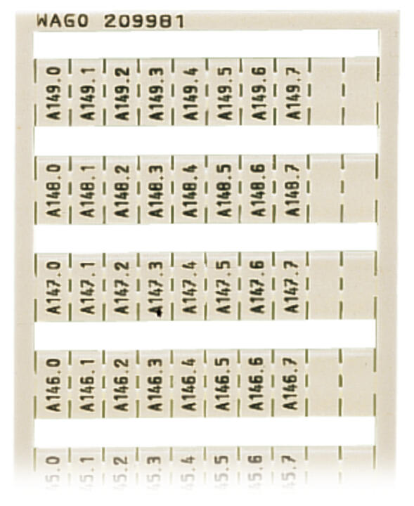 WAGO Klemmenmarkierung ws RM=5mm vert Serie 209 209-981 A140.0-A149.7