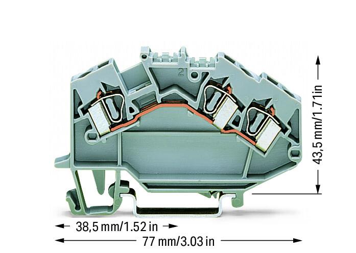 WAGO Reihenklemme 0,08-4qmm 1Etage 3kl Serie 781 781-631 gr 32A TS35