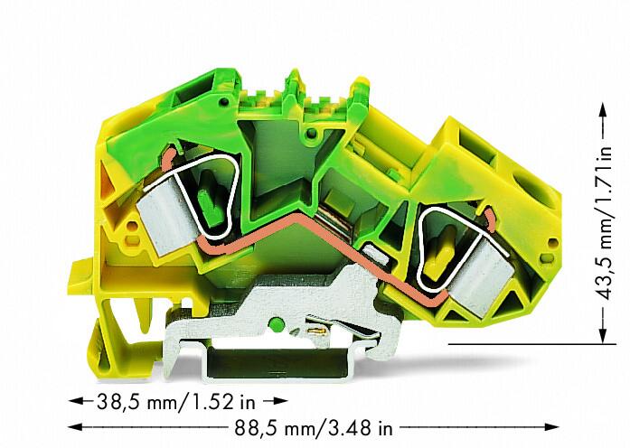 WAGO Schutzleiter-Reihenklemme 0,2-16qmm Serie 783 783-607 gn/ge 1Etage TS35