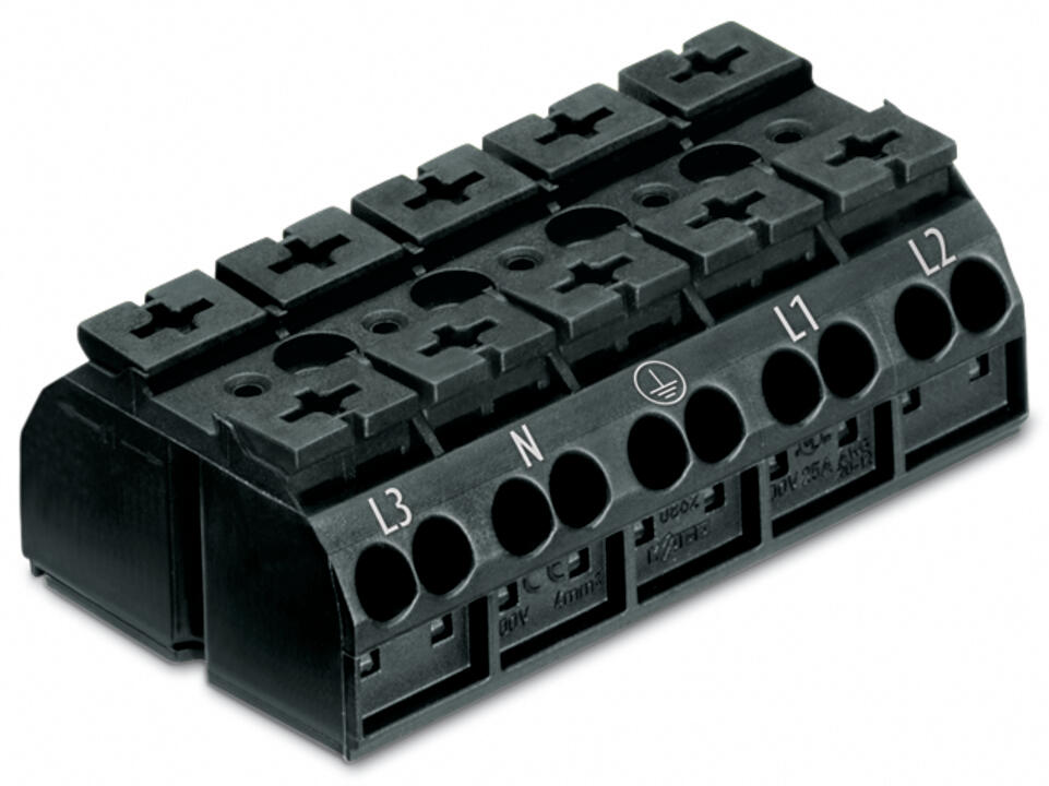 WAGO Klemmleiste 0,5-4qmm 32A 5p 60mm sw Serie 862 862-2525 Thermopl Federzug