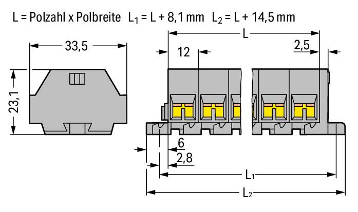 WAGO Klemmleiste 0,08-4qmm 24A 9p gr Serie 262 262-209 Thermopl 122,5mm
