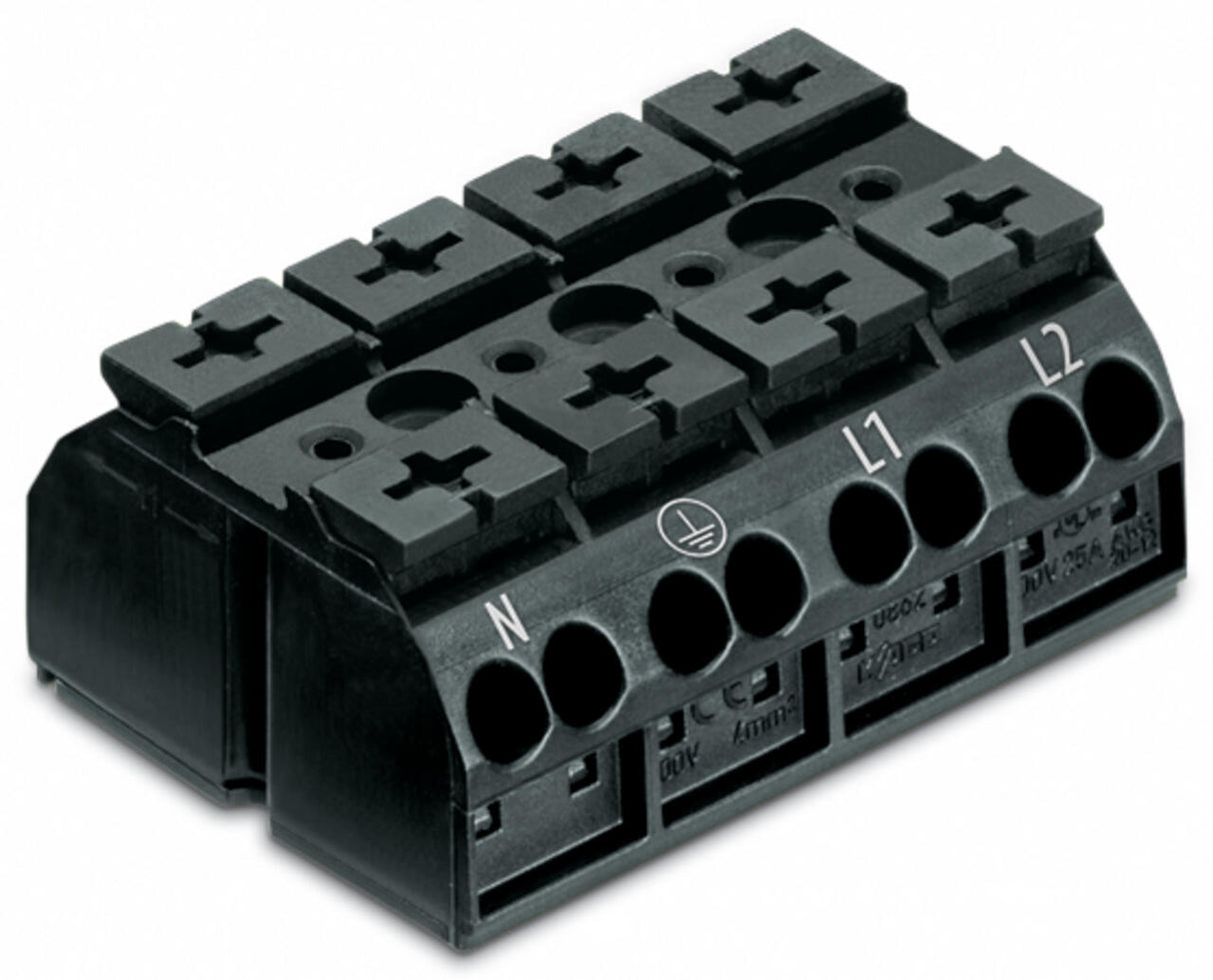 WAGO Klemmleiste 0,5-4qmm 32A 4p 48mm sw Serie 862 862-2504 Thermopl Federzug