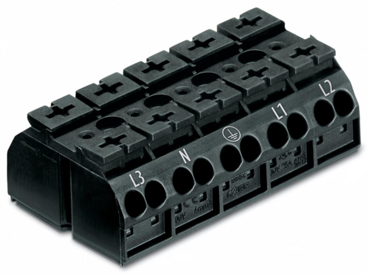 WAGO Klemmleiste 0,5-4qmm 32A 5p 60mm sw Serie 862 862-2515 Thermopl Federzug