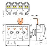 WAGO Klemmleiste 0,5-2,5qmm 24A 4p 40mm Serie 294 294-8224 Thermopl ws Federzug