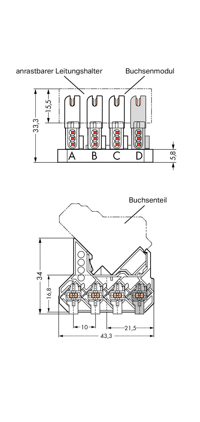 WAGO Steckverbinder Gebäude Buchse Serie 267 267-233