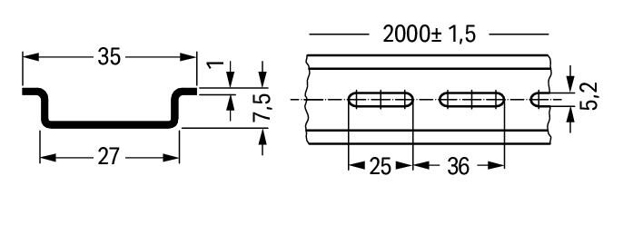 WAGO Tragschiene ST g/vz 35/7,5mm Serie 210 210-112 L2000mm