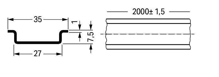 WAGO Tragschiene ST g/vz TS15 L2000mm Serie 210 210-113