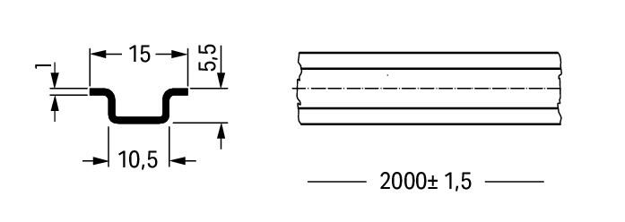 WAGO Tragschiene ST g/vz TS15 L2000mm Serie 210 210-295