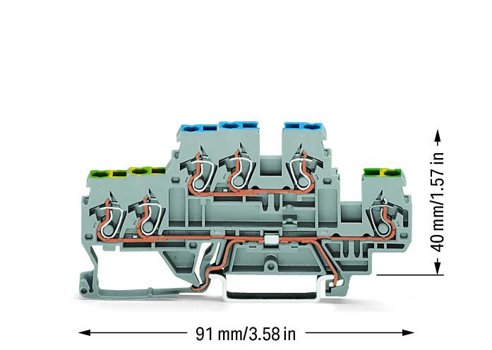 WAGO Reihenklemme 2Etagen 3kl gr 24A Serie 870 870-535 TS35
