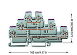 WAGO Reihenklemme 3Etagen 2kl gr 24A Serie 870 870-556 TS35