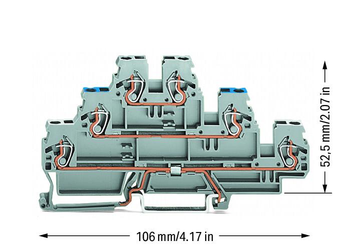 WAGO Reihenklemme 3Etagen 2kl gr 24A Serie 870 870-558 TS35