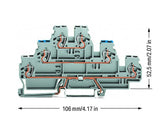 WAGO Reihenklemme 3Etagen 2kl gr 24A Serie 870 870-558 TS35