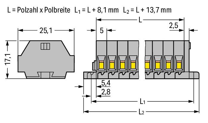 WAGO Klemmleiste 0,08-1,5qmm 18A 8p gr Serie 260 260-108 Thermopl 54,5mm