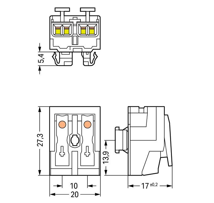 WAGO Klemmleiste 0,5-2,5qmm 24A 2p 20mm Serie 294 294-8022 Thermopl ws Federzug