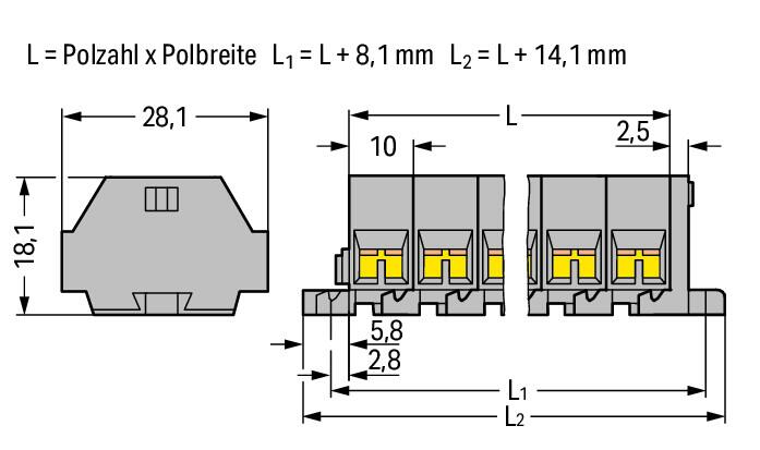 WAGO Klemmleiste 0,08-2,5qmm 24A 8p gr Serie 261 261-208/332-000 Thermopl