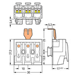 WAGO Klemmleiste 0,5-2,5qmm 24A 3p 30mm Serie 294 294-8213 Thermopl ws Federzug