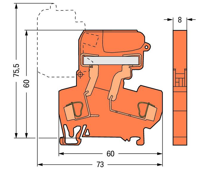 WAGO Trennreihenklemme or 0,08-4qmm 16A 281-672 1Etage erf.Abschlusspl