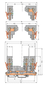 WAGO Reihenklemme 1Etage 4kl gr 32A TS35 Serie 769 769-201