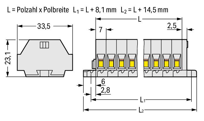 WAGO Klemmleiste 0,5-4qmm 23A 2p 28,5mm Serie 262 262-132 Thermopl lgr Federzug