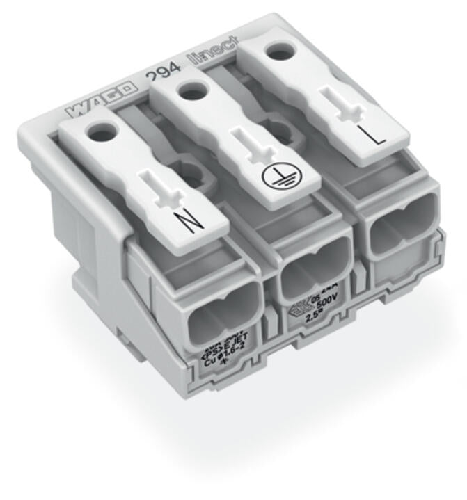WAGO Klemmleiste 0,5-2,5qmm 24A 3p 30mm Serie 294 294-8013 Thermopl ws Federzug