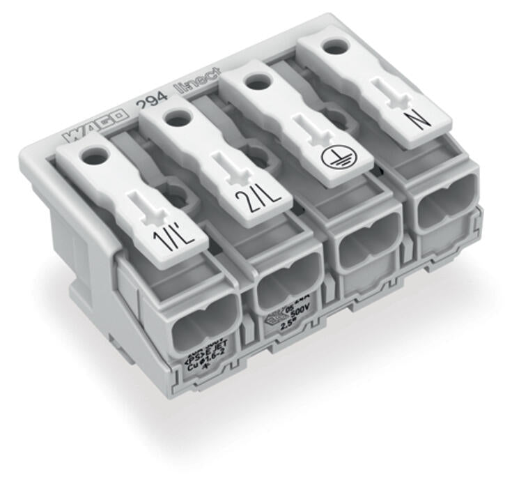WAGO Klemmleiste 0,5-2,5qmm 24A 4p 40mm Serie 294 294-8024 Thermopl ws Federzug