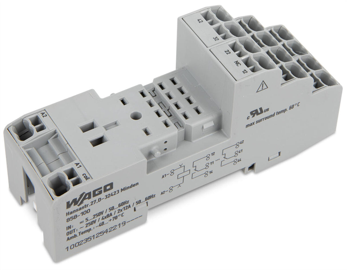 WAGO Relaissockel TS35 Federzug 5Pins Serie 858 858-100 31x39x97mm
