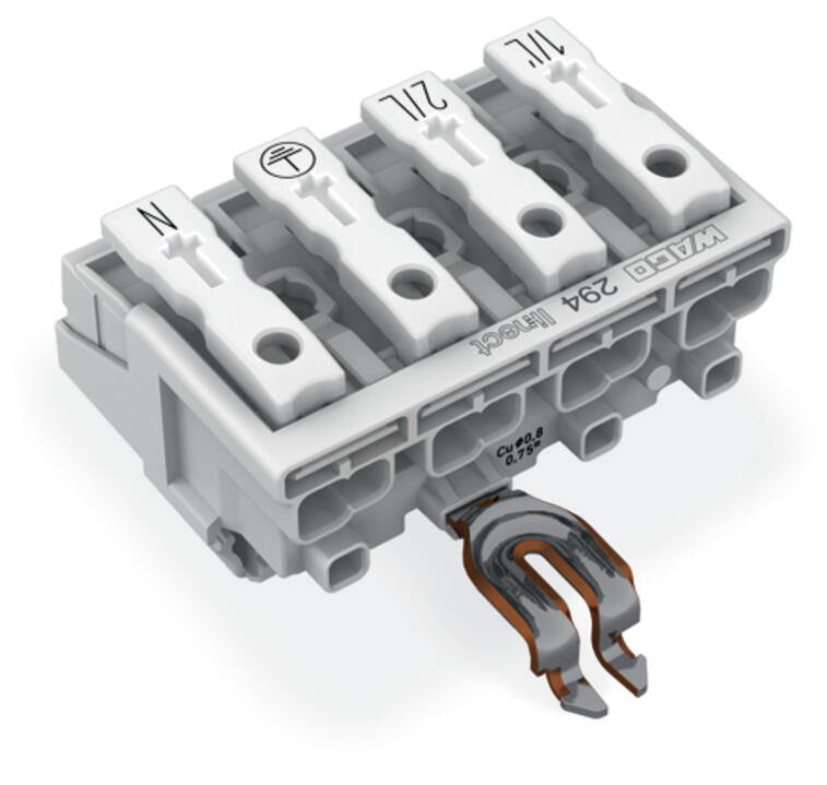 WAGO Klemmleiste 0,5-2,5qmm 24A 4p 40mm Serie 294 294-8324 Thermopl ws Federzug