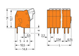 WAGO Printklemme 36f 1re or RM=2,54 Serie 234 234-536 Federzug/Löt 0,25qmm