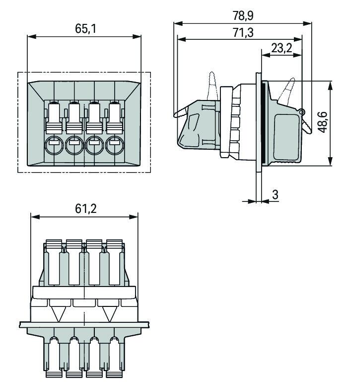 WAGO Durchführungsklemme 41A 1,5-16qmm Serie 828 828-334 4p Federzug