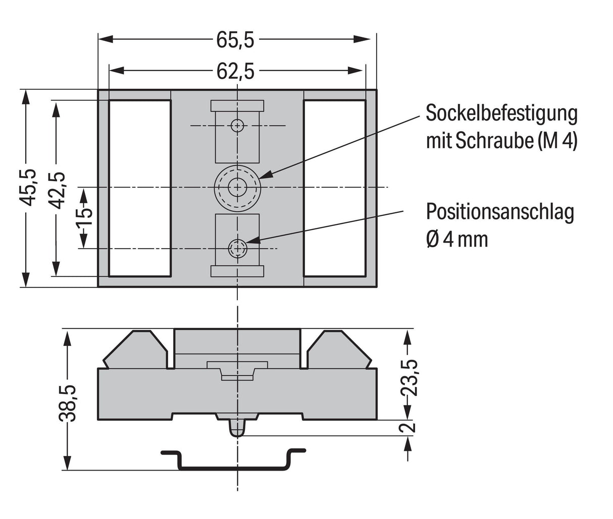 WAGO Sockel H26,5xB45,5xT65,5mm Kst gr 288-001