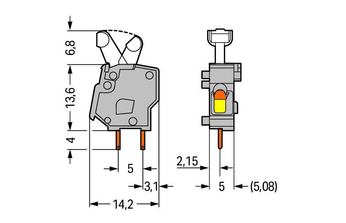 WAGO Printklemme 1f 1re dgr RM=5,08 Serie 257 257-742 Federzug/Löt