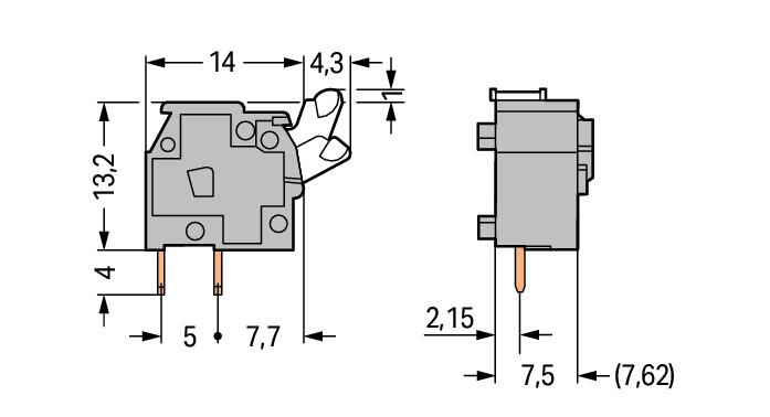 WAGO Printklemme 1f 1re hgn RM=7,62 Serie 255 255-757 Federzug/Löt