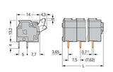WAGO Printklemme 4f 1re gr RM=7,5 Serie 255 255-504/333-000 Federzug/Löt