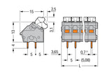 WAGO Printklemme 1f 1re sw RM=5,08 Serie 256 256-848 Federzug/Löt