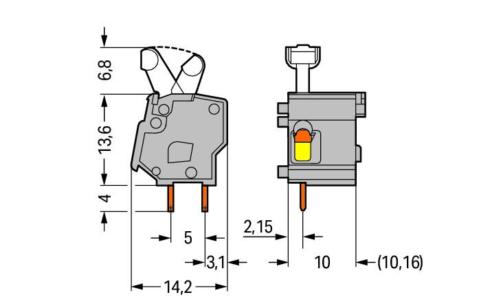 WAGO Printklemme 1f 1re or RM=10,16 Serie 257 257-766 Federzug/Löt