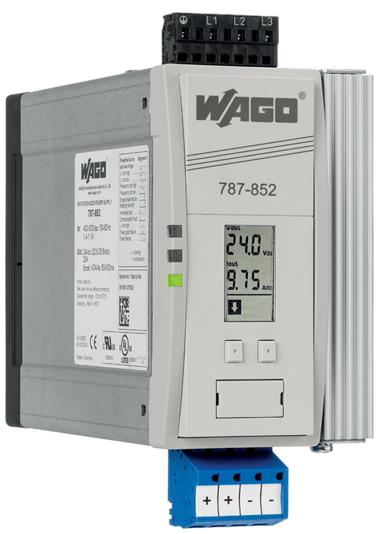 WAGO Gleichstromversorgung REG 480W 20A Serie 787 787-852 22,8-28,8V 400-500VAC