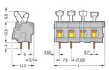WAGO Printklemme 5f 1re gr RM=7,62 Serie 257 257-505 Federzug/Löt