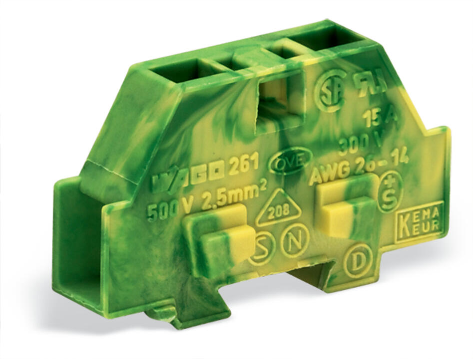 WAGO Klemmleiste 0,08-2,5qmm 24A 1p 6mm Serie 261 261-327 Thermopl gn/ge