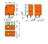 WAGO Printklemme 10f 1re or RM=5,08 Serie 739 739-160 Federzug/Löt
