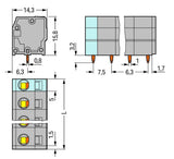 WAGO Printklemme 8f 1re gr RM=7,5 Serie 739 739-208 Federzug/Löt