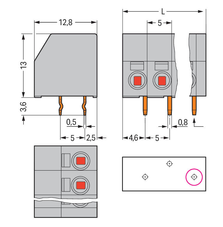 WAGO Printklemme 10f 1re gr RM=5 Serie 253 253-110 Steckklemm/Löt